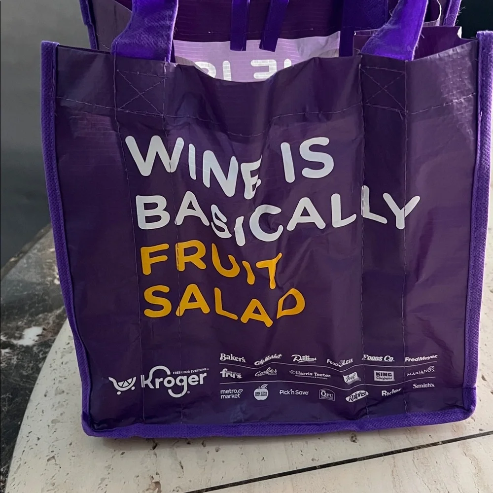 Kroger Purple Reusable 6 Wine Bottle Tote Bag